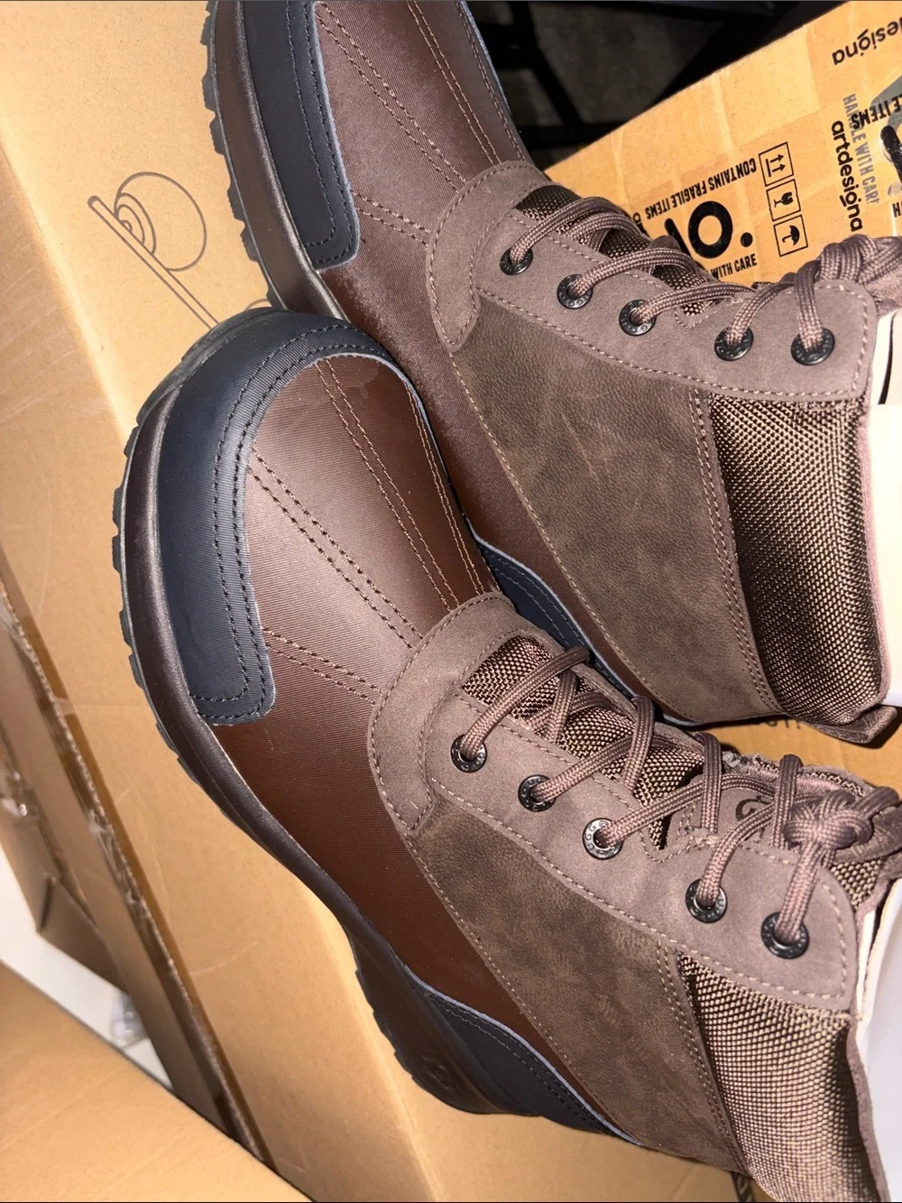 UGG Men's Brown Lace-Up Waterproof Work Boots